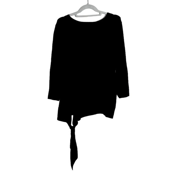 Coldwater Creek - Women's Size XL Black Sweater Tie Front Banned Hem 3/4 Sleeve - Picture 2 of 10